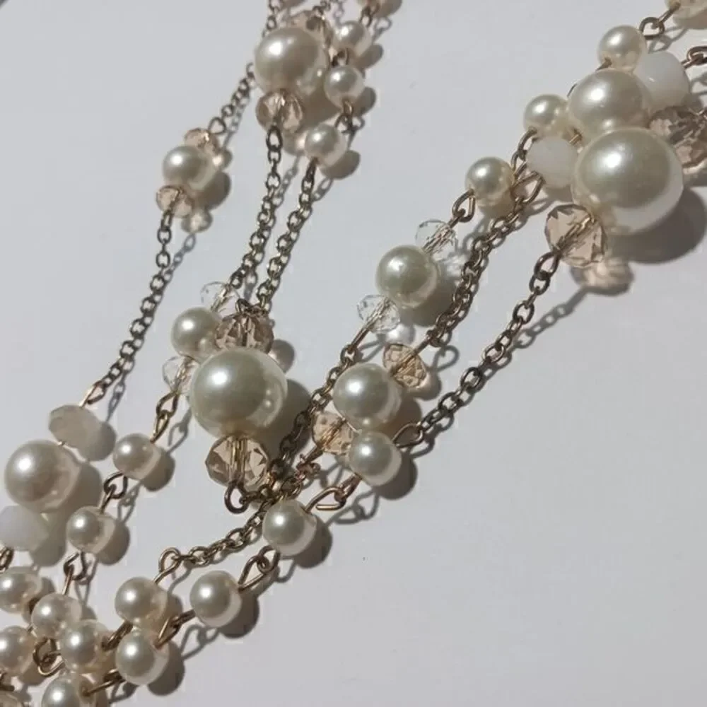Faux Pearl Beaded Rope Necklace
